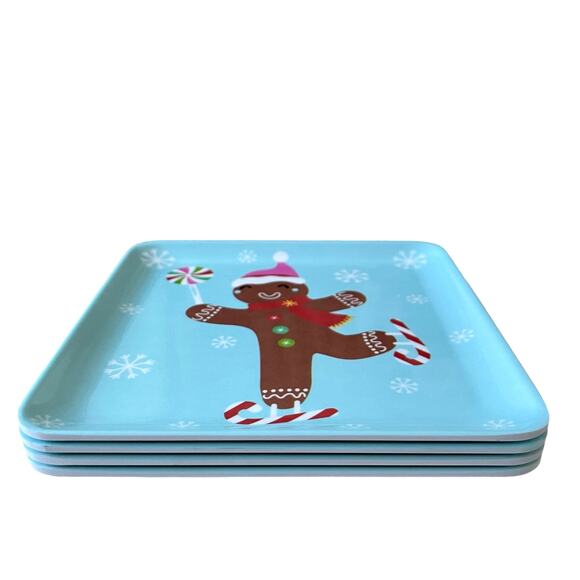 Sugarplum Dreams CHRISTMAS GINGERBREAD Appetizer Plate 5.75in Melamine Set 4 NEW - Picture 8 of 12